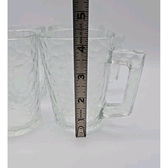 Arcoroc Pebbled Glass Mugs Pebble Pattern Coffee Tea Cup 4 Pcs France Vtg - Picture 4 of 8